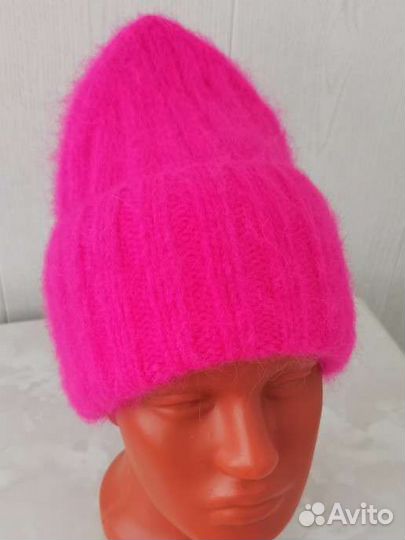 Шапка женская вязаная из пуха норки