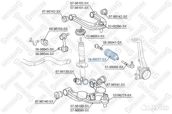 Пыльник рейки рулевой toyota Stellox 14-98037-SX