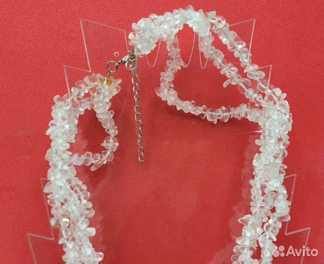 Бусы 3 нити Белый Кварц 52 см