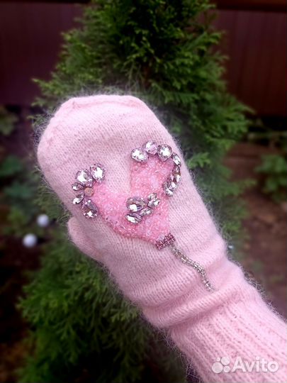 Варежки вязаные ручной работы