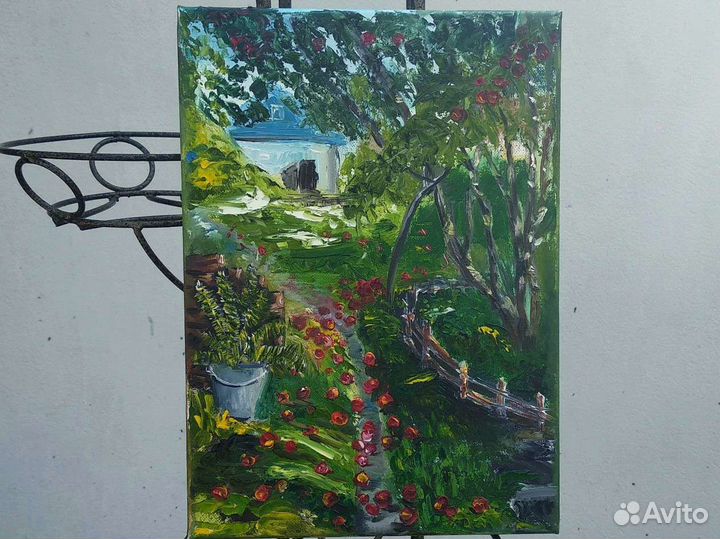 Картина маслом дачный пейзаж декор дома