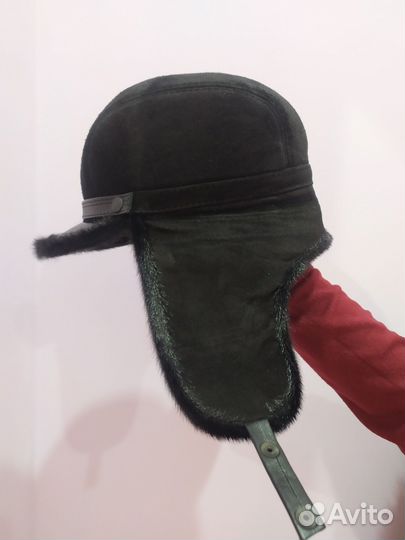 Мужская шапка ушанка из нерпы