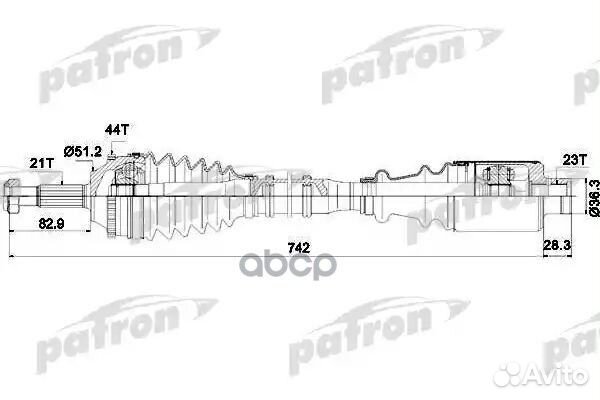 Полуось прав 21x756,5x57x23 ABS:44T renault Megane