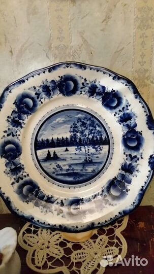 Тарелка фарфор, гжель,АВТОРСКАЯ