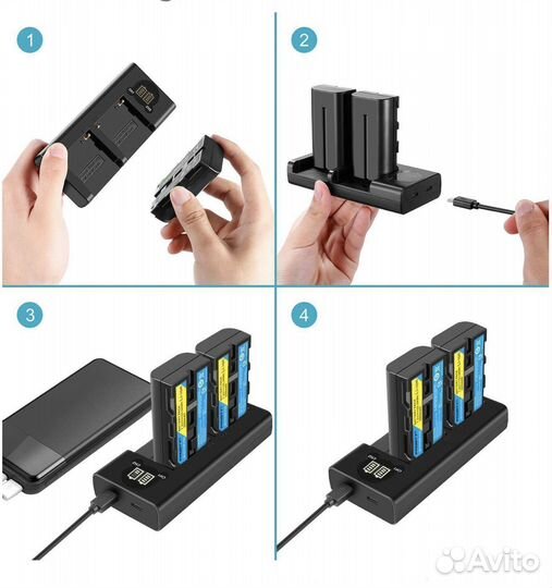 Комплект два акб + двойн. зарядное NP-F550 на 3200