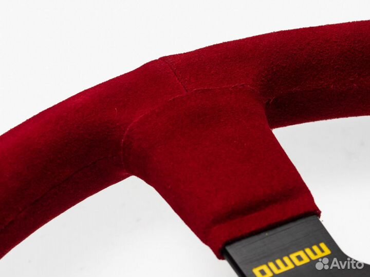 Спортивный Руль momo без вылета из замши красный
