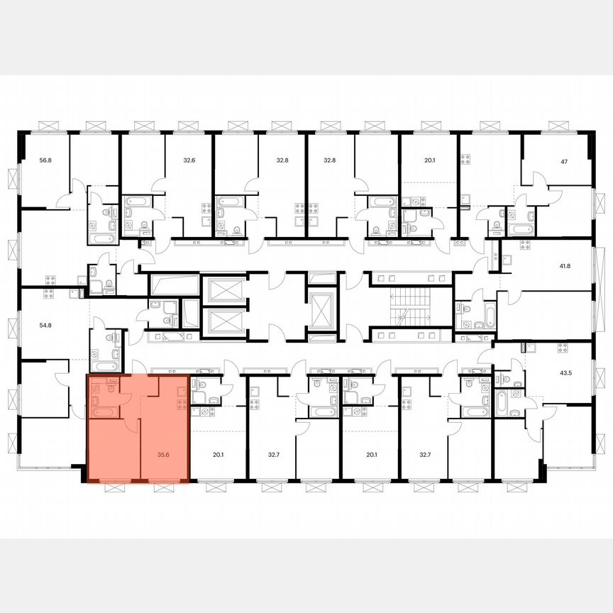 1-к. квартира, 35,6 м², 15/19 эт.