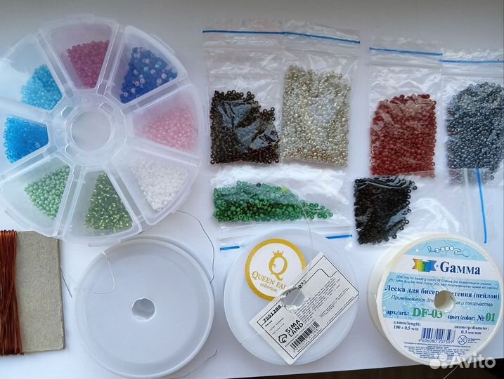 Пяльцы, Набор бисера, леска и проволока