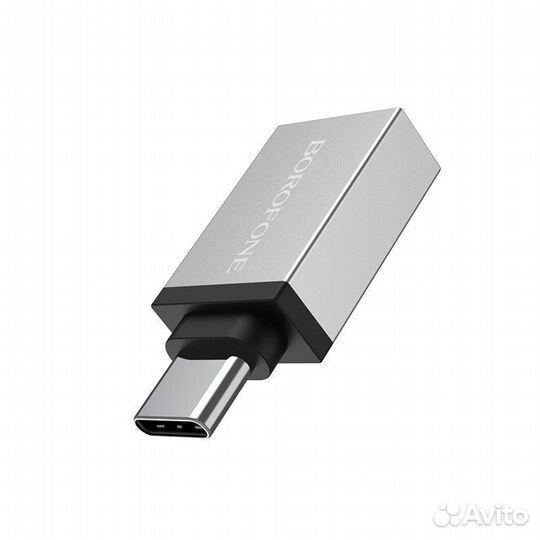 Переходник borofone BV3 OTG, USB - Type-C, серебря