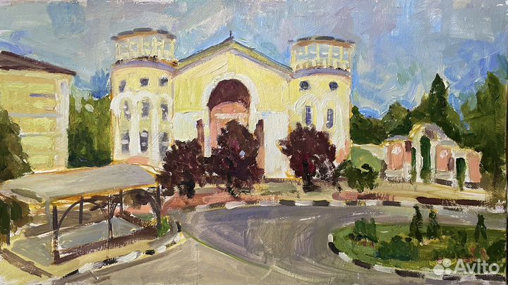 Картина маслом на холсте. Городской пейзаж