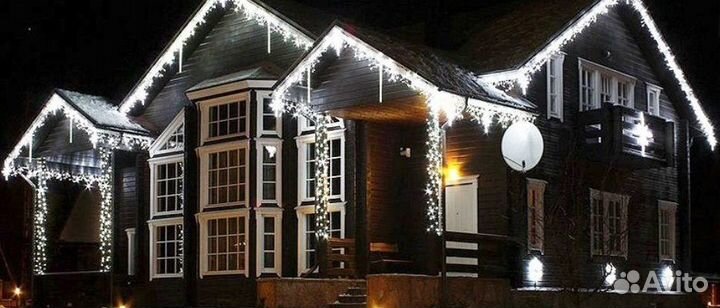 Украшение домов гирляндами, и световые шары