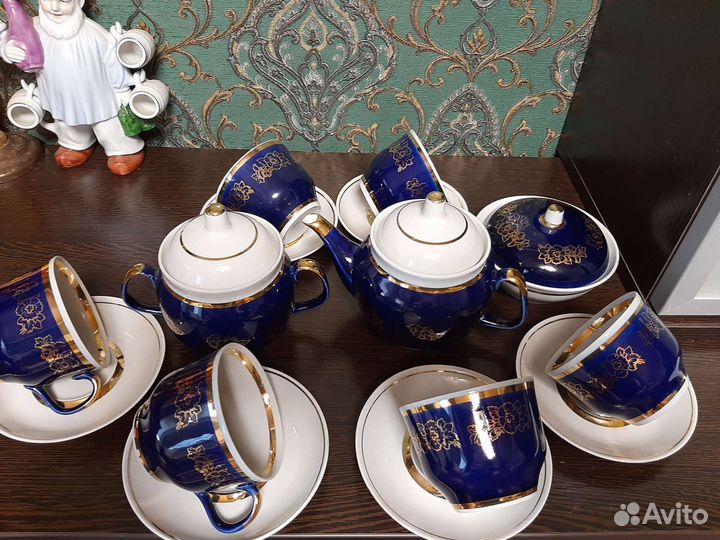 Чайный сервиз кобальтовый СССР