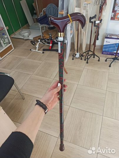 Трость с Т-образной ручкой и ремешком телескоп-ая