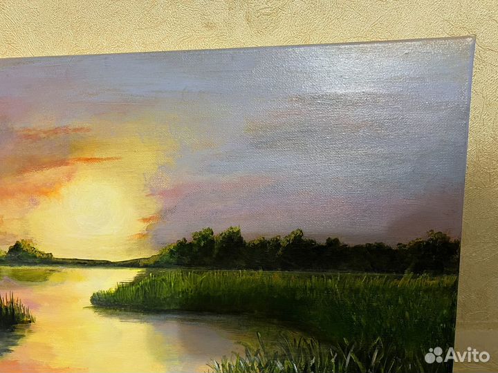 Картина Закат нв реке