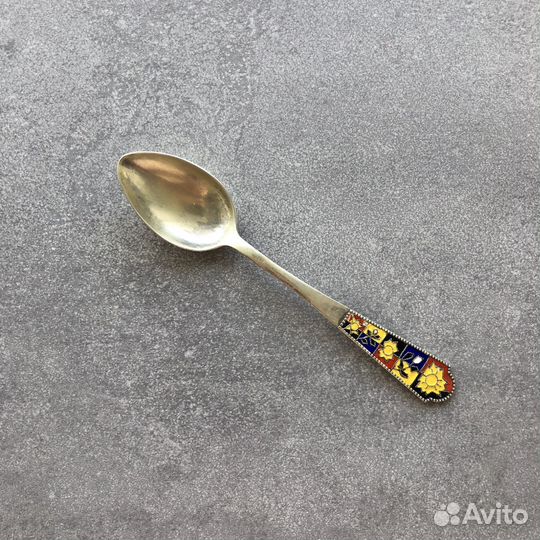Серебряная чайная ложка 875 пробы с Эмалью