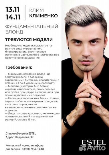 Требуются модели на окрашивание