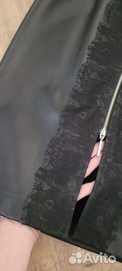 Кожаная юбка карандаш 44