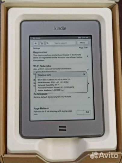 Электронная книга Amazon Kindle Touch