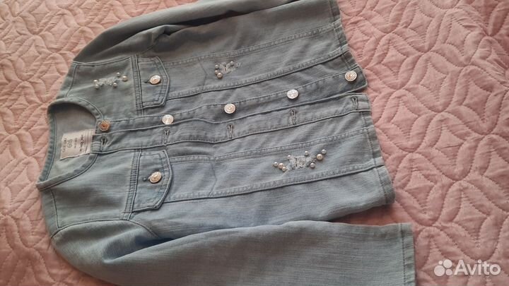 Джинсовый пиджак для девочки 6-8 лет