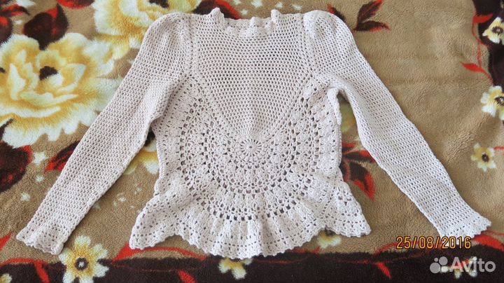 Кофта, вязаная крючком р.44