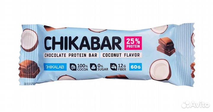 Протеиновый батончик Chikalab Chikabar, кокос, 60