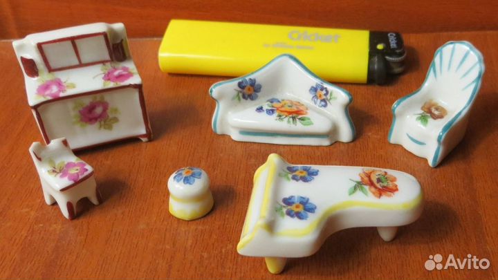 Набор винтажной кукольной мебели, фарфор, Франция