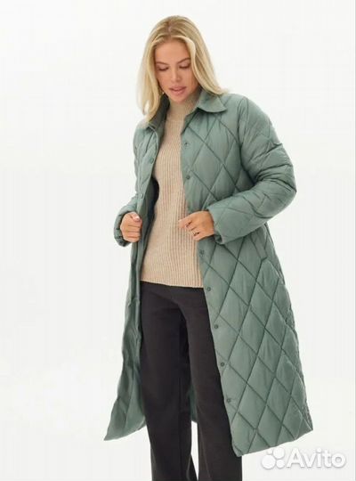 Пальто стеганое женское теплая зима 44 46