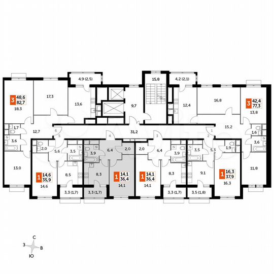 1-к. квартира, 36,4 м², 5/16 эт.