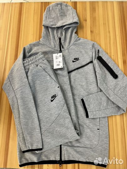 Костюм nike tech fleece серый мужской