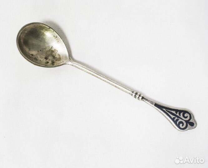 Ложка чайная, серебро 875 проба, вес 22 гр, чернь