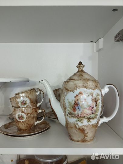 Чайный сервиз СССР Мадонна золотой с перламутром