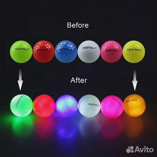 Светодиодные мячи для гольфа (6 шт) уп