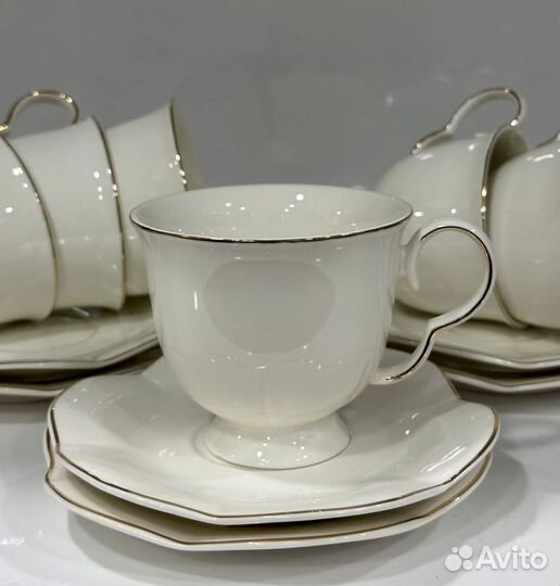 Сервиз набор чайный с золотистой каймой