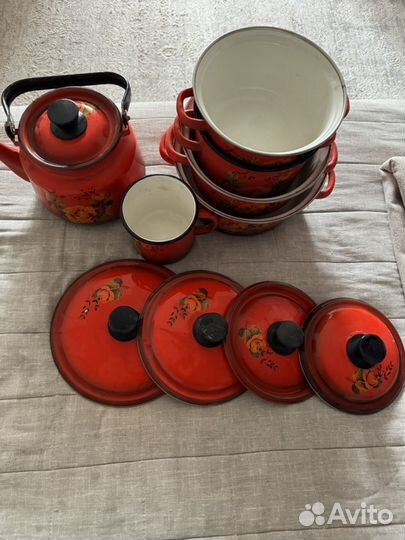 Набор эмалированной посуды СССР кострюли чайник