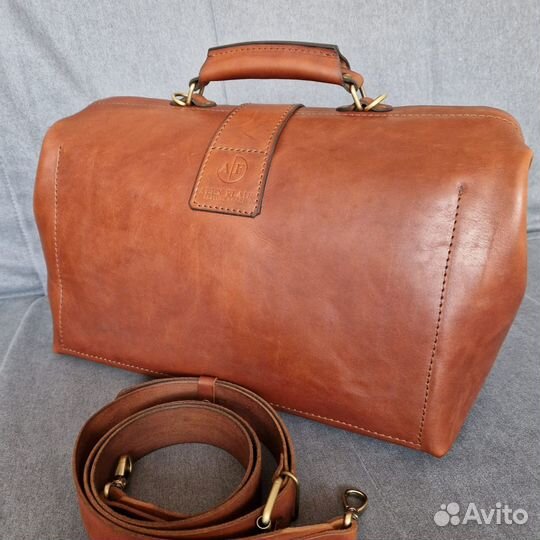 Портфель- саквояж кожаный
