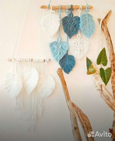 Макраме панно листья