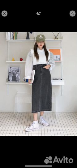 Джинсовая юбка миди