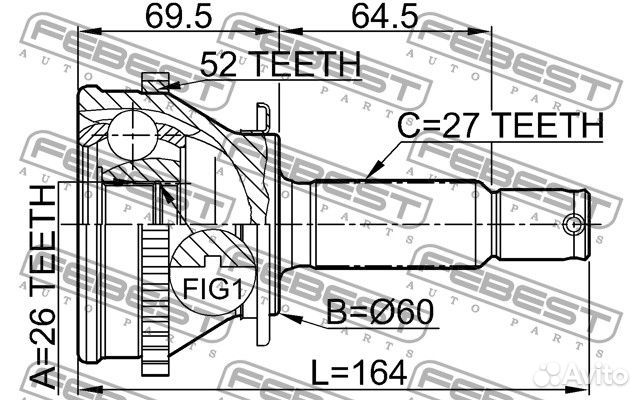 1210SFA52 Шрус наружный 26x60x27