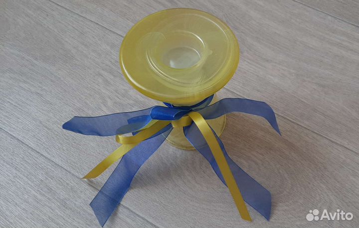 Ваза-подсвечник жёлтая стекло, бу