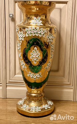 Богемия. Ваза 62 см Кобальт Винтаж