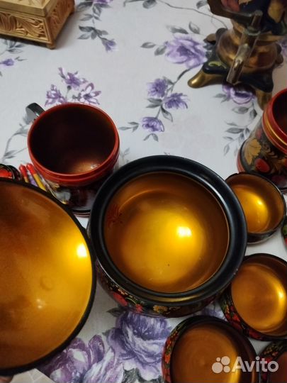 Набор деревянной посуды хохлома СССР