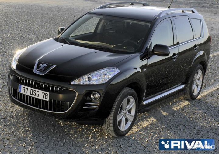 Пороги-подножки Peugeot 4008 2012. Black