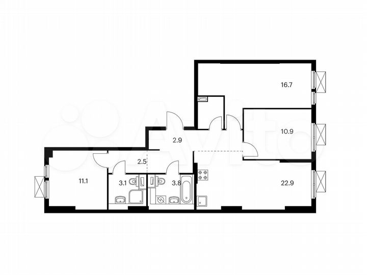 3-к. квартира, 80,1 м², 13/15 эт.