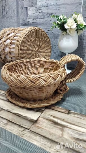 Плетёная кружка-конфетница