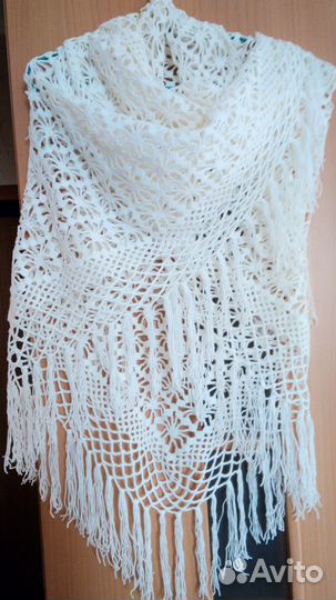 Новая белая шаль/платок ручной работы