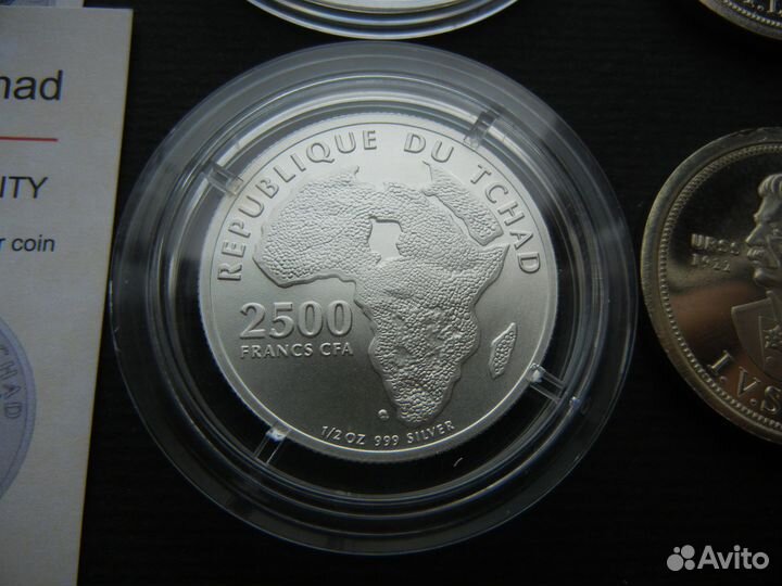 Монета Серебро. Ленин СССР 100 лет. Куба Чад