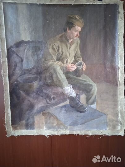 Картина холст Боец вернул с ВОВ а дома нет никого