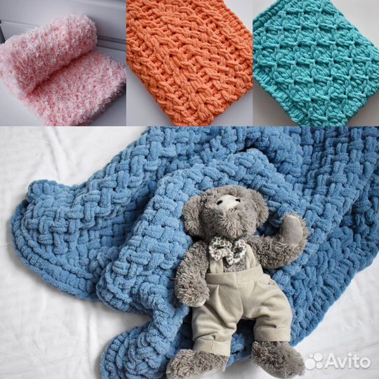 Вязаные плюшевые пледы ручной работы Alize Puffy