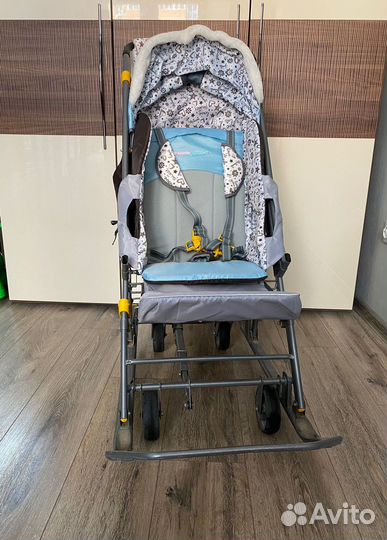 Детские санки коляска с колесами