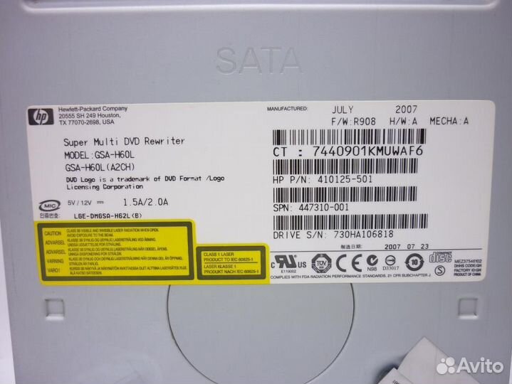 Dvdr/RW привод SATA H&L GSA-H60L